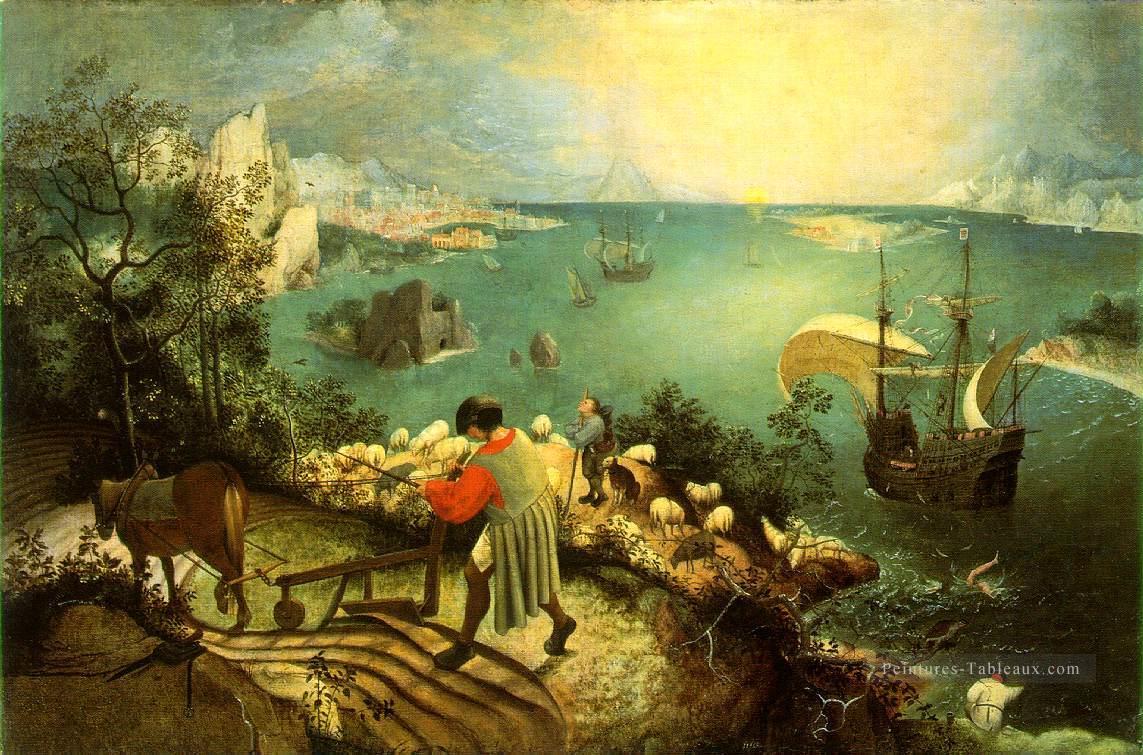 Paysage avec la chute d’Icare flamand Renaissance paysan Pieter Bruegel the Elder Peintures à l'huile